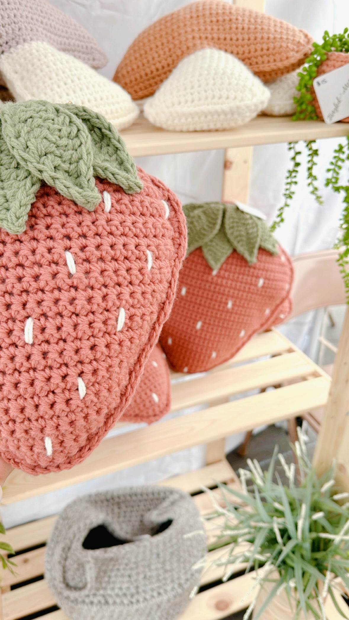 SMALL Stella Strawberry Pillow | Crochet Pillow