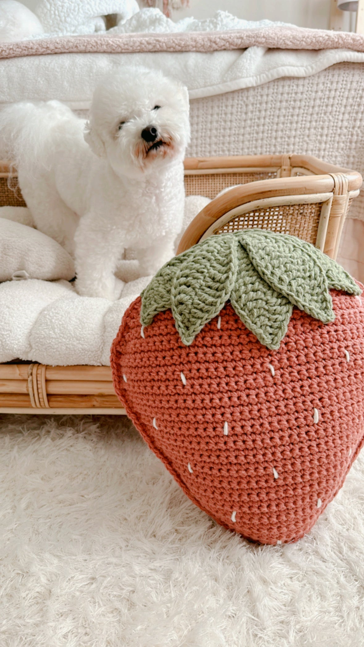 LARGE Stella Strawberry Pillow | Crochet Pillow