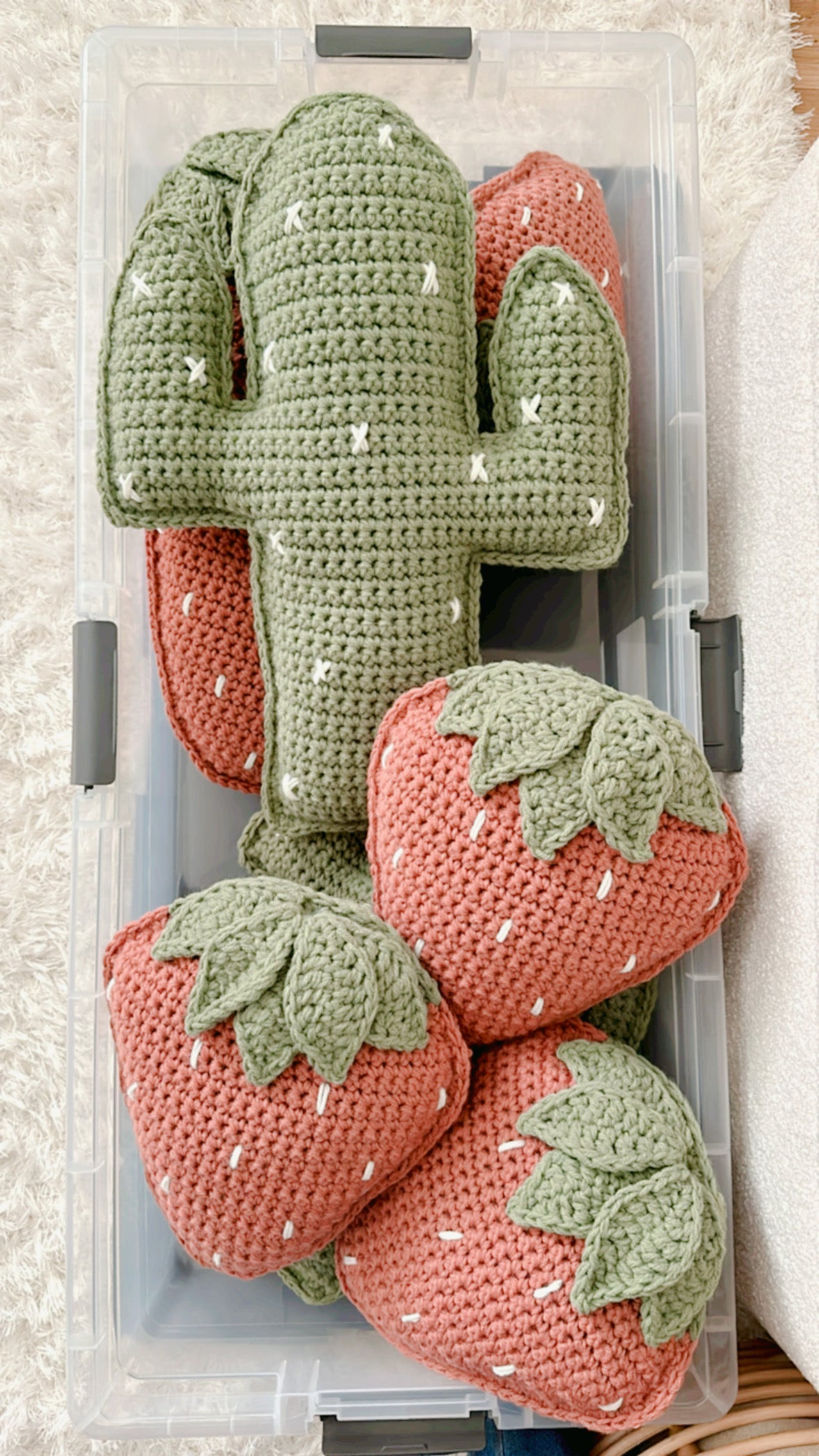 SMALL Stella Strawberry Pillow | Crochet Pillow