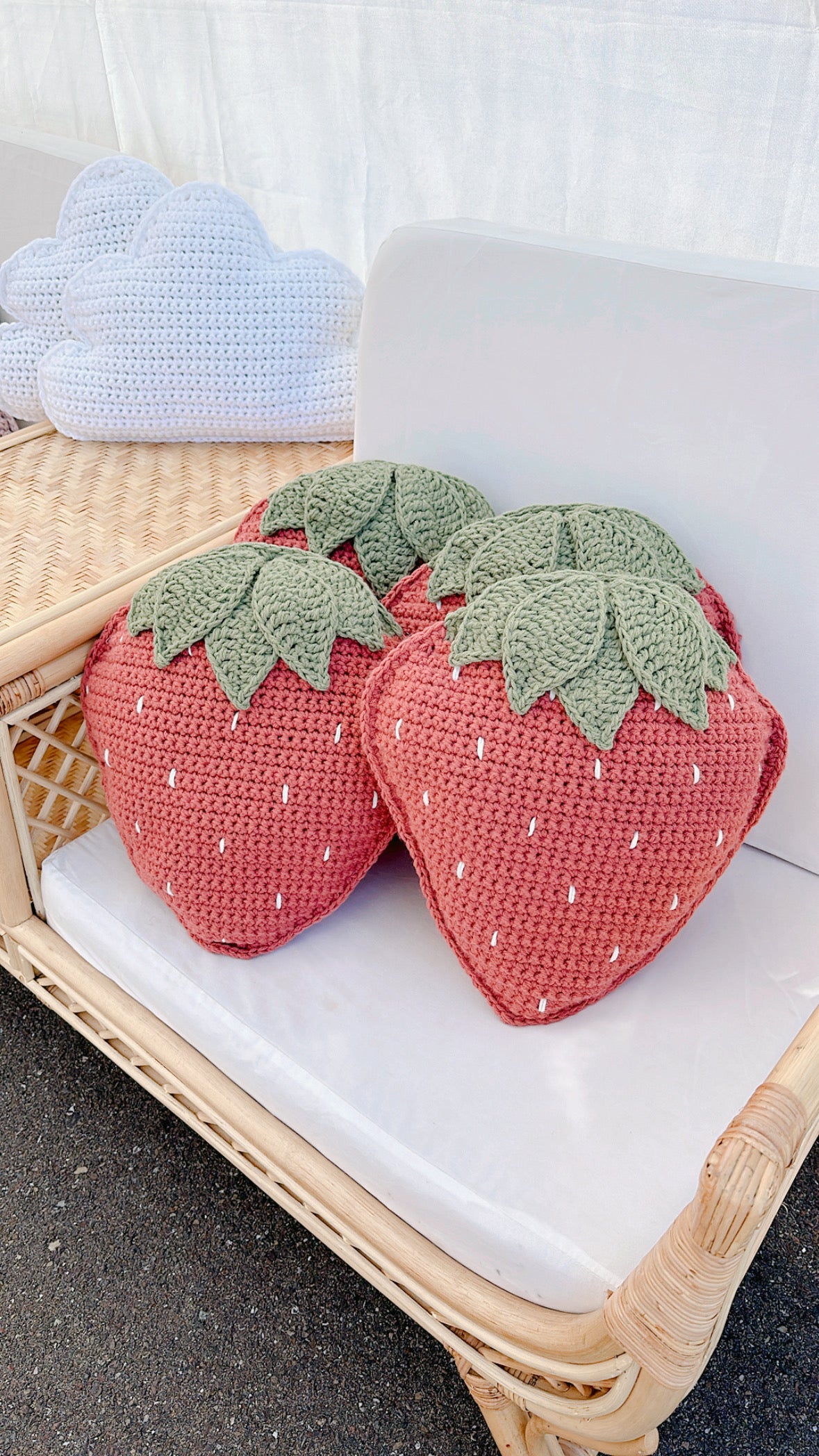 LARGE Stella Strawberry Pillow | Crochet Pillow