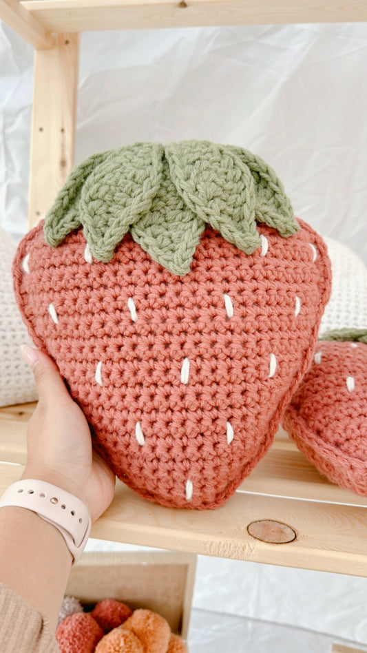 SMALL Stella Strawberry Pillow | Crochet Pillow